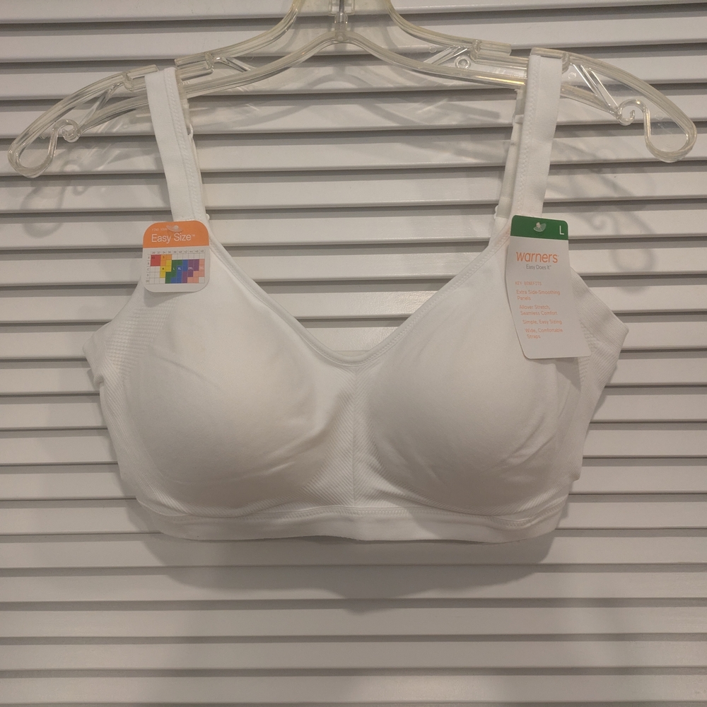 Warner's White Full-Coverage Bra with Adjustable Straps